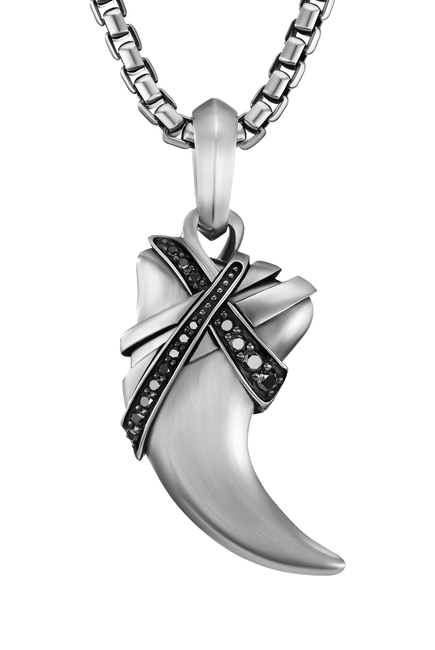 Cairo Wrap Claw Amulet, Sterling Silver & Black Diamond